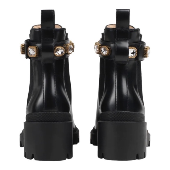 Gucci Leather Ankle Boot Crystal Belt - Picture 2 of 16